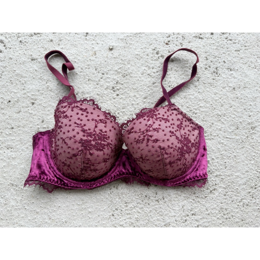 Victoria's Secret Dream‎ Angels Lined Demi Bra Burgundy Lace